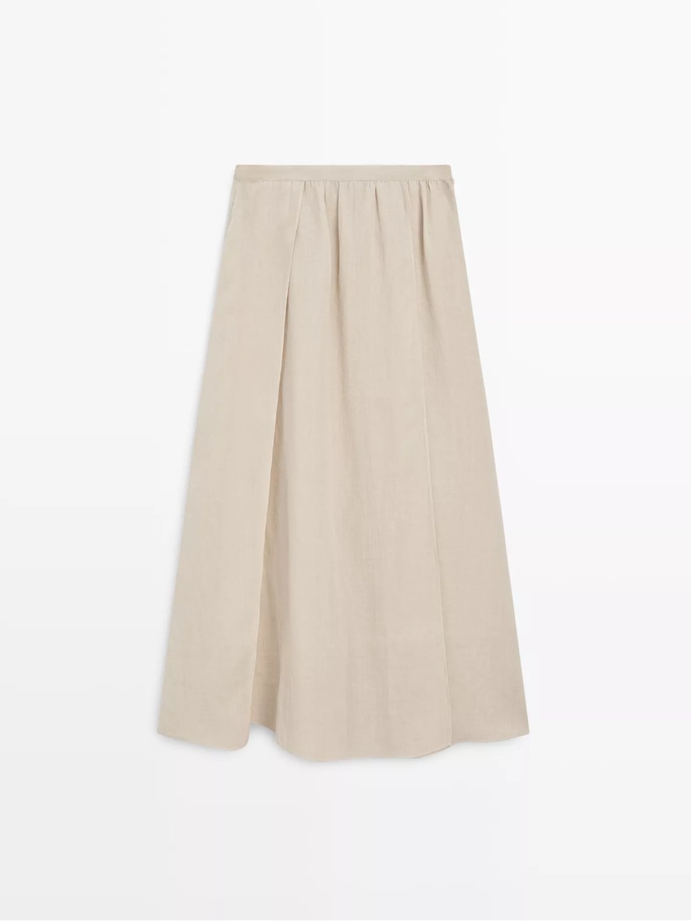 Massimo Dutti Light Beige A-Line Midi Skirt - Picture 2 of 8